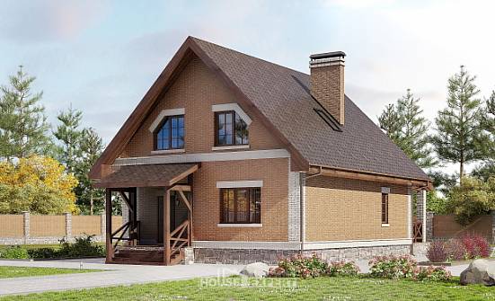 160-011-Л Проект двухэтажного дома с мансардным этажом, простой домик из арболита Комсомольск-на-Амуре | Проекты домов от House Expert