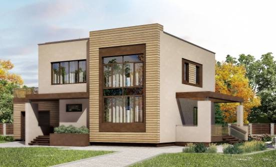 220-003-Л Проект двухэтажного дома и гаражом, уютный коттедж из газобетона Комсомольск-на-Амуре | Проекты домов от House Expert
