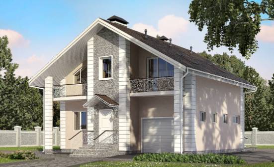150-002-П Проект двухэтажного дома с мансардой, гараж, простой загородный дом из керамзитобетонных блоков Комсомольск-на-Амуре | Проекты домов от House Expert