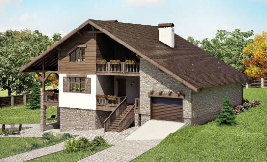 300-003-П Проект трехэтажного дома мансардой, гараж, красивый загородный дом из кирпича Комсомольск-на-Амуре | Проекты домов от House Expert