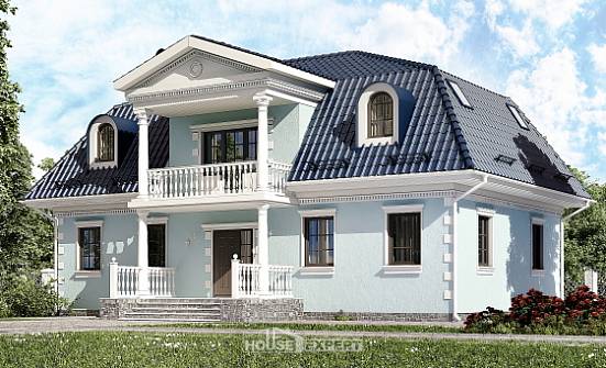 210-004-Л Проект двухэтажного дома мансардой, классический домик из теплоблока Комсомольск-на-Амуре | Проекты домов от House Expert