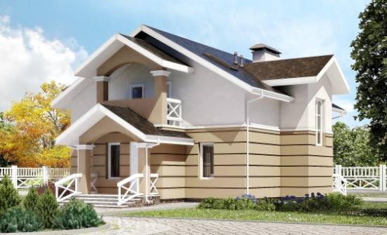 155-009-П Проект двухэтажного дома мансардный этаж, классический домик из бризолита Комсомольск-на-Амуре | Проекты домов от House Expert