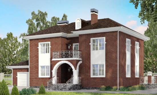 180-006-Л Проект двухэтажного дома и гаражом, красивый домик из кирпича Комсомольск-на-Амуре | Проекты домов от House Expert