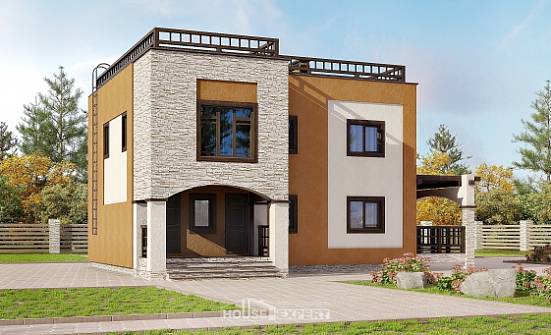 150-010-Л Проект двухэтажного дома, современный коттедж из кирпича Комсомольск-на-Амуре | Проекты домов от House Expert