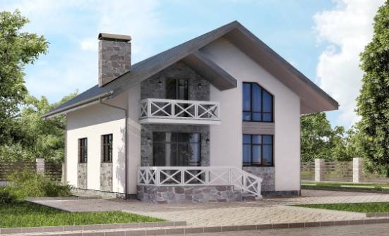 155-001-Л Проект двухэтажного дома мансардный этаж и гаражом, скромный дом из теплоблока Комсомольск-на-Амуре | Проекты домов от House Expert