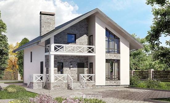 155-001-Л Проект двухэтажного дома мансардный этаж и гаражом, скромный дом из теплоблока Комсомольск-на-Амуре | Проекты домов от House Expert