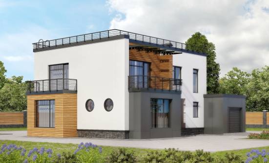 260-002-П Проект двухэтажного дома и гаражом, огромный домик из теплоблока Комсомольск-на-Амуре | Проекты домов от House Expert