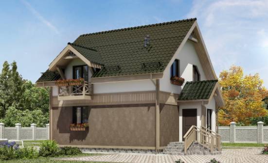 105-001-Л Проект двухэтажного дома с мансардой, классический загородный дом из поризованных блоков Комсомольск-на-Амуре | Проекты домов от House Expert
