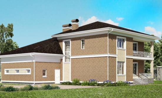 335-002-П Проект двухэтажного дома и гаражом, классический дом из кирпича Комсомольск-на-Амуре | Проекты домов от House Expert