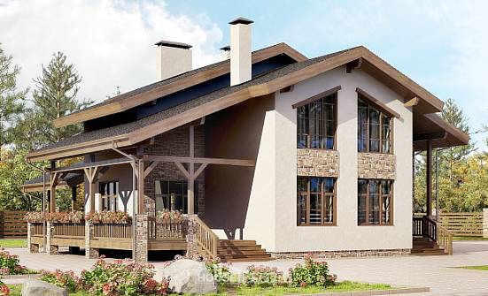 240-003-Л Проект двухэтажного дома с мансардой, просторный коттедж из кирпича Комсомольск-на-Амуре | Проекты домов от House Expert