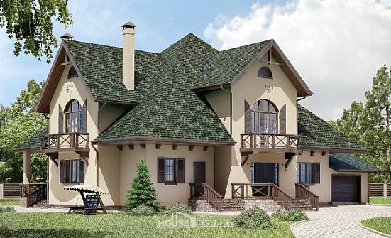 350-001-П Проект двухэтажного дома мансардой и гаражом, красивый коттедж из керамзитобетонных блоков Комсомольск-на-Амуре | Проекты домов от House Expert