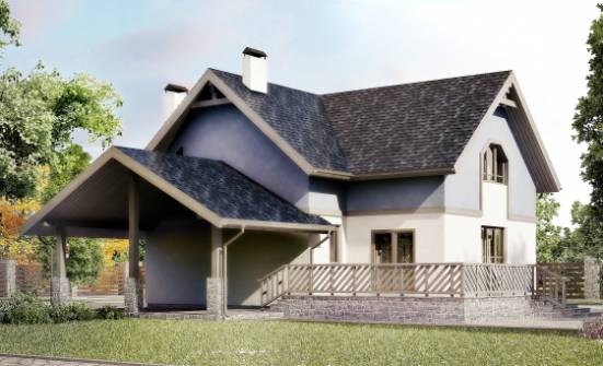 150-011-П Проект двухэтажного дома с мансардным этажом и гаражом, компактный дом из бризолита Комсомольск-на-Амуре | Проекты домов от House Expert