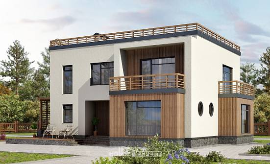 215-002-Л Проект двухэтажного дома, красивый коттедж из теплоблока Комсомольск-на-Амуре | Проекты домов от House Expert