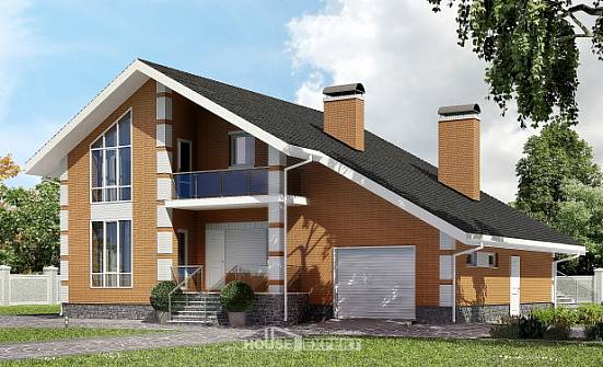 190-006-П Проект двухэтажного дома мансардой и гаражом, просторный дом из пеноблока Комсомольск-на-Амуре | Проекты домов от House Expert