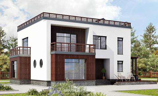 215-002-П Проект двухэтажного дома, современный дом из поризованных блоков Комсомольск-на-Амуре | Проекты домов от House Expert