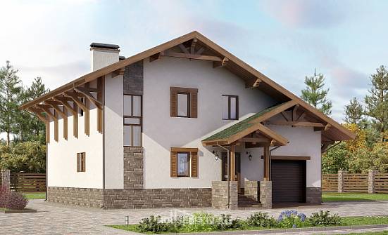 190-007-П Проект двухэтажного дома мансардный этаж, гараж, современный загородный дом из кирпича Комсомольск-на-Амуре | Проекты домов от House Expert