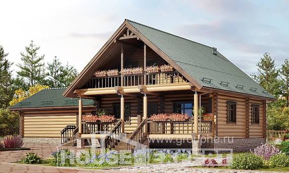 270-002-П Проект двухэтажного дома мансардный этаж и гаражом, огромный домик из дерева Комсомольск-на-Амуре, House Expert