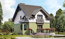 120-003-П Проект двухэтажного дома мансардой, компактный домик из газобетона Комсомольск-на-Амуре, House Expert