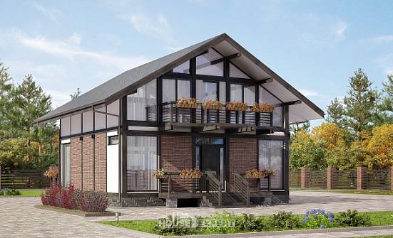 170-007-П Проект двухэтажного дома с мансардой, современный загородный дом из дерева Комсомольск-на-Амуре | Проекты домов от House Expert