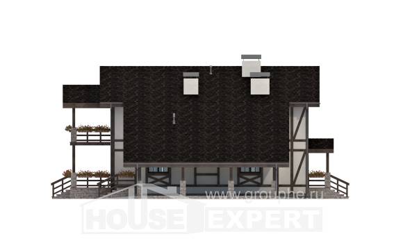 250-002-Л Проект двухэтажного дома мансардный этаж, гараж, простой коттедж из кирпича Комсомольск-на-Амуре, House Expert