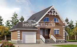 200-009-Л Проект трехэтажного дома с мансардой и гаражом, классический домик из бризолита Комсомольск-на-Амуре, House Expert
