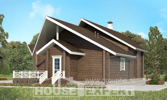 210-002-Л Проект двухэтажного дома с мансардой, средний коттедж из бревен Комсомольск-на-Амуре, House Expert