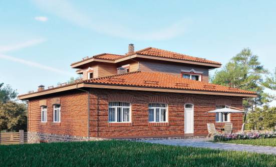380-002-Л Проект трехэтажного дома и гаражом, уютный коттедж из кирпича Комсомольск-на-Амуре | Проекты домов от House Expert