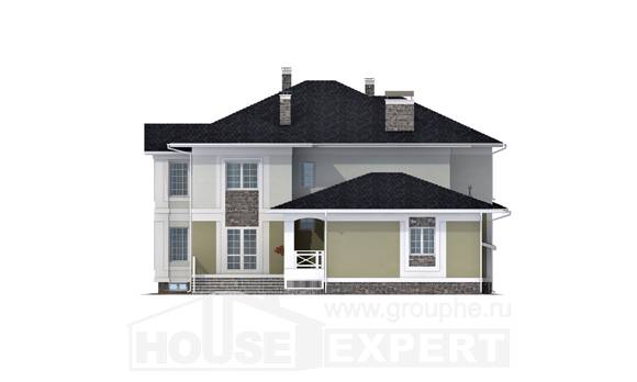 620-001-Л Проект трехэтажного дома и гаражом, классический домик из газобетона Комсомольск-на-Амуре, House Expert