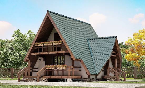 070-003-П Проект двухэтажного дома мансардой, доступный коттедж из дерева Комсомольск-на-Амуре | Проекты домов от House Expert