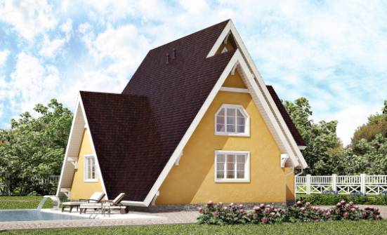 155-008-П Проект двухэтажного дома с мансардой, классический загородный дом из дерева Комсомольск-на-Амуре | Проекты домов от House Expert