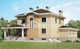 350-002-Л Проект трехэтажного дома и гаражом, огромный загородный дом из кирпича, Комсомольск-на-Амуре
