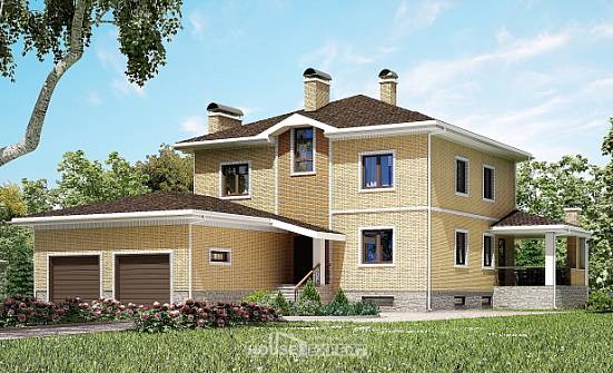 350-002-Л Проект трехэтажного дома, гараж, огромный загородный дом из кирпича, Комсомольск-на-Амуре