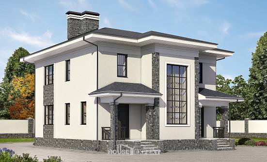 155-011-П Проект двухэтажного дома, современный коттедж из газосиликатных блоков Комсомольск-на-Амуре | Проекты домов от House Expert