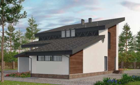230-001-П Проект двухэтажного дома с мансардой, классический загородный дом из кирпича Комсомольск-на-Амуре | Проекты домов от House Expert