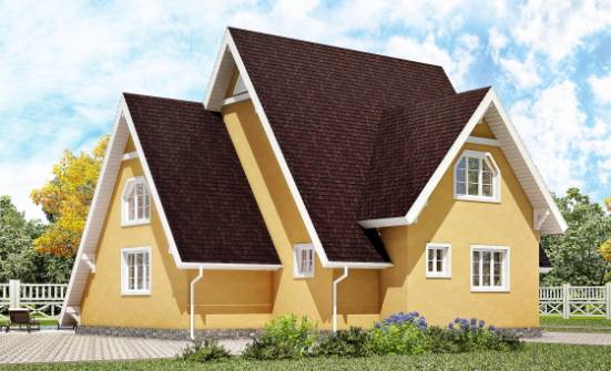 155-008-П Проект двухэтажного дома с мансардой, современный домик из дерева Комсомольск-на-Амуре | Проекты домов от House Expert
