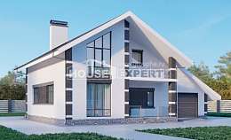 190-008-П Проект двухэтажного дома мансардный этаж, гараж, современный домик из арболита Комсомольск-на-Амуре, House Expert