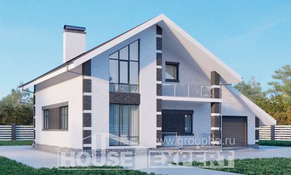 190-008-П Проект двухэтажного дома мансардный этаж, гараж, современный домик из арболита Комсомольск-на-Амуре, House Expert