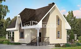 125-001-Л Проект двухэтажного дома с мансардой, бюджетный дом из поризованных блоков Комсомольск-на-Амуре, House Expert