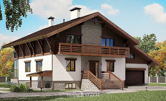 420-001-П Проект трехэтажного дома с мансардой и гаражом, огромный домик из кирпича, Комсомольск-на-Амуре