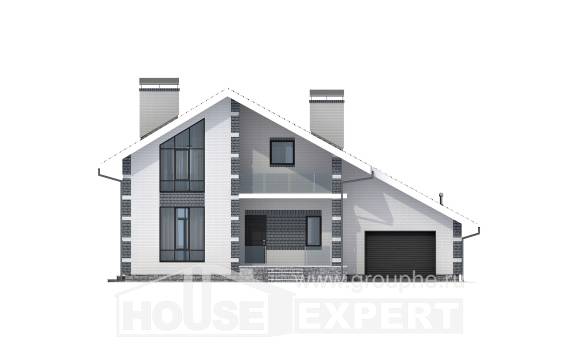 180-001-П Проект двухэтажного дома мансардой, гараж, простой дом из твинблока Комсомольск-на-Амуре, House Expert