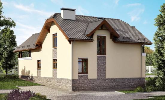 255-003-П Проект трехэтажного дома мансардой и гаражом, классический коттедж из теплоблока Комсомольск-на-Амуре | Проекты домов от House Expert