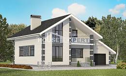 180-001-П Проект двухэтажного дома с мансардным этажом, гараж, компактный коттедж из арболита Комсомольск-на-Амуре, House Expert