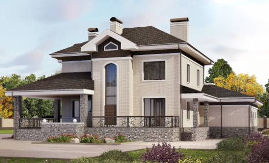 365-001-Л Проект трехэтажного дома и гаражом, классический коттедж из кирпича Комсомольск-на-Амуре | Проекты домов от House Expert