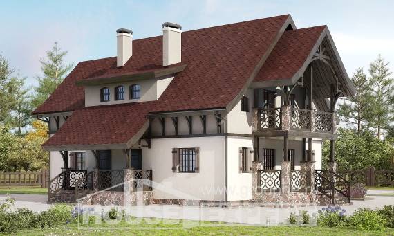 180-014-П Проект двухэтажного дома с мансардой, экономичный коттедж из бризолита Комсомольск-на-Амуре, House Expert