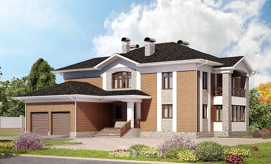 520-002-Л Проект трехэтажного дома и гаражом, огромный домик из поризованных блоков, Комсомольск-на-Амуре