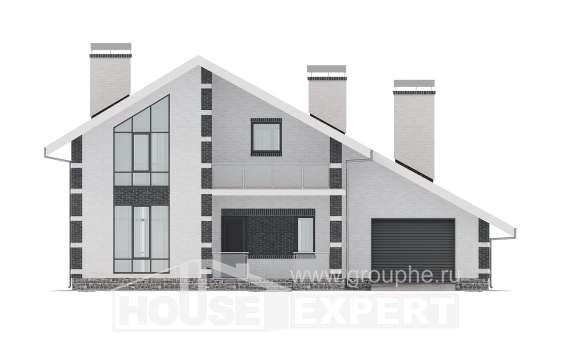 190-008-П Проект двухэтажного дома с мансардным этажом и гаражом, красивый домик из керамзитобетонных блоков Комсомольск-на-Амуре, House Expert