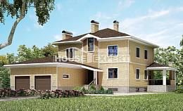 350-002-Л Проект трехэтажного дома, гараж, большой коттедж из кирпича Комсомольск-на-Амуре, House Expert
