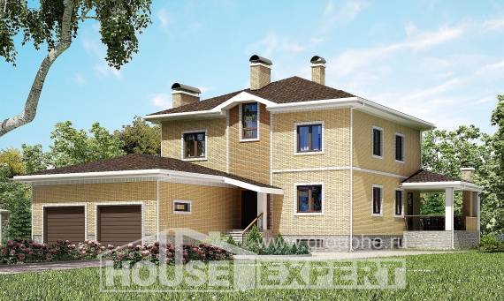 350-002-Л Проект трехэтажного дома, гараж, большой коттедж из кирпича Комсомольск-на-Амуре, House Expert
