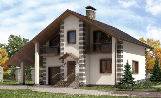 150-003-Л Проект двухэтажного дома с мансардным этажом, гараж, скромный коттедж из дерева Комсомольск-на-Амуре | Проекты домов от House Expert