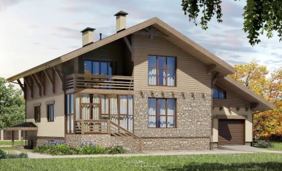420-001-Л Проект трехэтажного дома с мансардой, гараж, уютный дом из кирпича Комсомольск-на-Амуре | Проекты домов от House Expert